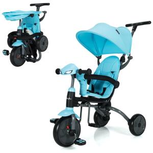 Triciclo Infantil para Passeio com Assento Ajustável 6 Estágios, Idade Recomendada 1 a 5 Anos, BABY JOY, Cinza