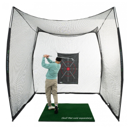 Rede de Treino de Golfe 10 x 10 x 10 com Alvo - Rede de Golfe sem Nós para Prática Interna e Externa Pronta para Montar e Usar