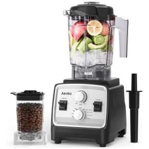 Liquidificador de Bancada Profissional com Moedor de Café, Limpeza Automática, sem BPA e Capacidade de 2L, 110V 1800W, Aeitto, Prata e Preto