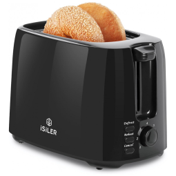 Torradeira de 2 Fatias com 7 Níveis de Tostagem e Função Degelo, 110V 750W, iSiLER, Preta
