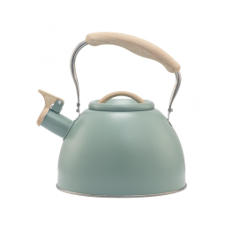Chaleira de Chá 3.2 Litros em Aço Inoxidável com Apito e Alça de Madeira, TEDSWAIT, Verde