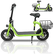 Patinete Elétrico com Assento para Adultos Alcance 20km e Peso 120kg, Beston Sports, Verde