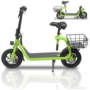 Patinete Elétrico com Assento para Adultos Alcance 20km e Peso 120kg, Beston Sports, Verde
