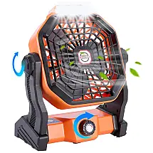 Ventilador de Mesa Portátil USB com 3 Velocidades Ajustáveis e Lanterna LED, 110V, LIYINE Nothers, Laranja