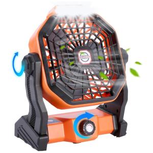 Ventilador de Mesa Portátil USB com 3 Velocidades Ajustáveis e Lanterna LED, 110V, LIYINE Nothers, Laranja