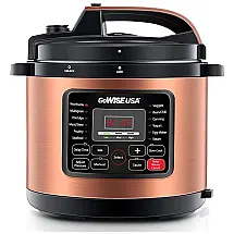 Panela de Pressão Elétrica Multifuncional 5L, 12 Definições, Painel Digital, Aço Inoxidável, 1000W, Cobre, 110v, GOWISE USA GW22700, Cobre