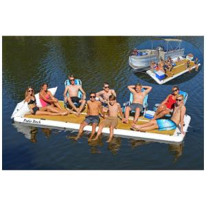 Plataforma Inflável de 4,5 Metros para Praia, Lagos e Piscinas com Bomba Manual e Inflador Elétrico, ISLAND HOPPER PDOCK15, Branco