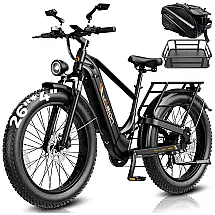 Bicicleta elétrica Jasion Thunder PRO preto obsidian pneus 26x4 motor 750W nominal 1800W pico bateria 48V 18Ah 864Wh quadro aço carbono 7