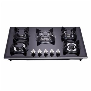 Cooktop a gás 5 bocas Deli-Kit vidro temperado preto embutir dupla alimentação queimadores selados 110V