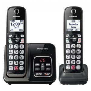 Telefone Sem Fio Panasonic KX-TGD832M Preto Metálico 2 Handsets com Bloqueio Avançado de Chamadas, Gravação Bidirecional, Alerta Golpe Um