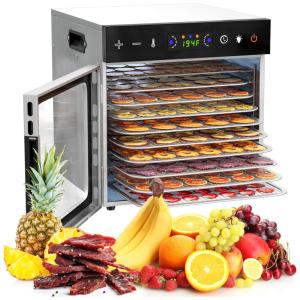 Desidratador de Alimentos em Aço Inoxidável com 10 Bandejas, Temporizador Digital e Controle de Temperatura, 110V 600W, VALONDINO, Prata