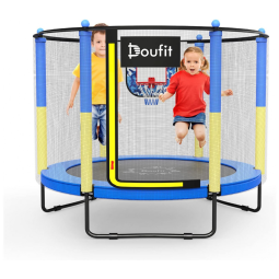 Doufit TR 05 Cama Elastica Infantil com Diâmetro 152 cm e Cesta de Basquete para até 150 kg, Azul
