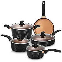 Conjunto de Panelas por Indução Antiaderentes, 15 Peças, COHAFA, Preto