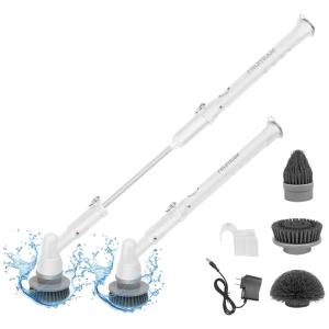 Vassoura Elétrica Rotativa 360 sem Fio com Cabo Flexível e 4 Acessórios, Branca, 110v, FRUITEAM, Branco