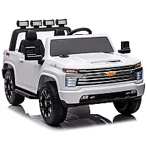 Carro Elétrico Infantil, Chevrolet Silverado com Controle Remoto, 2 Lugares, Luzes, Música e Pneus EVA, 24V, NEWQIDA, Branco