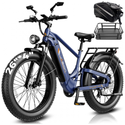 Bicicleta Elétrica Jasion Thunder PRO Azul Safira 2000 W Pico 26" 4" Fat Tire 1040 Wh 52 V