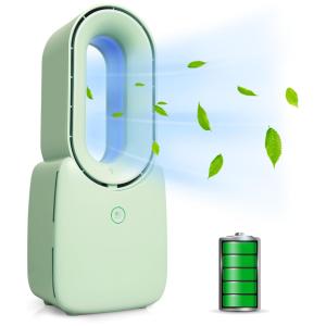 Ventilador de Mesa sem Lâmina, Portátil e Recarregável, 5V 5W, CONBOLA, Verde