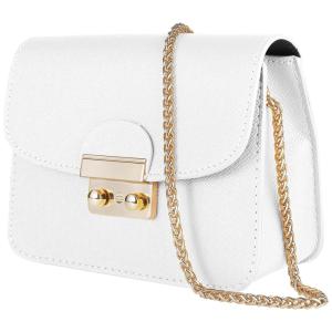 Tooysky Bolsa Feminina de Ombro com Corrente Dourada. Branca