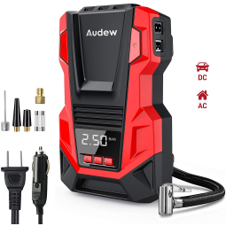 Audew Mini Compressor de Ar Elétrico Automotivo Portátil 12V/110V 150 PSI c/ Tela LCD e Luz LED.