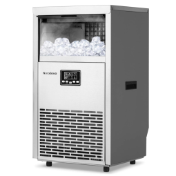 Fabricante de máquina de gelo aço inoxidável 143 libras, fabricante de máquina de cubo de gelo 24 h com máquina de gelo de zenamento de 33