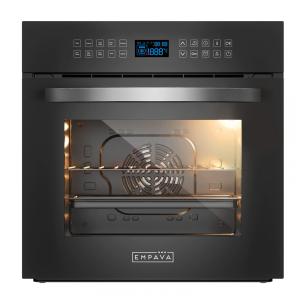 Forno elétrico de embutir 60 cm Empava preto 65L convecção, grill e rotisserie 10 modos de cozimento 3200W 220V