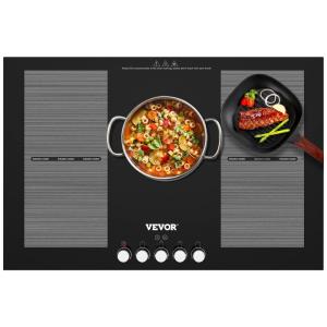 Cooktop de indução embutido VEVOR, 5 queimadores de 30 polegadas, fogão elétrico de vidro cerâmico de 220V com controle de botão