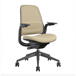 Cadeira de Escritório Ergonômica Giratória com Suporte Lombar e Altura Ajustáveis, STEELCASE 435A00 5T25 5S27 6205 4ARM LUM CC, Creme