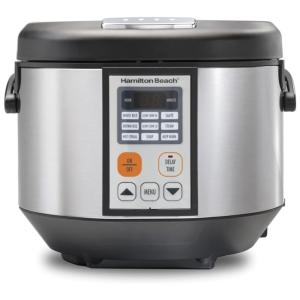 Panela de Arroz Elétrica 4.5L, Aço Inoxidável e 12 Predefinições, 110v, HAMILTON BEACH 37523, Preto