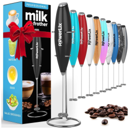 Espumador de Leite Elétrico com Bateria Recarregável e 3 Velocidades, e, POWERLIX 111, Preto