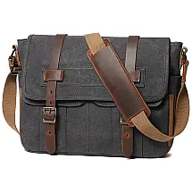 Bolsa, Pasta de Couro para Laptop, SOAEON messenger bag for men, Cinza