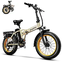 Bicicleta Elétrica Dobrável Bluebiko F6B 750W (Pico 1000W), Bateria 48V 20Ah, Freios a Disco Duplos, 7 Velocidades, Autonomia 128 km - Khaki