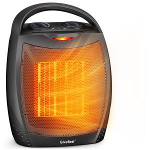 Aquecedor Elétrico Portátil Silencioso e com Aquecimento Rápido, 750 1500W, 110v, GIVEBEST SH 01, Preto