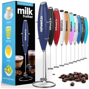 Espumador de Leite Portátil com Suporte de Aço Inoxidável, Marinho, POWERLIX 111, Azul marinho