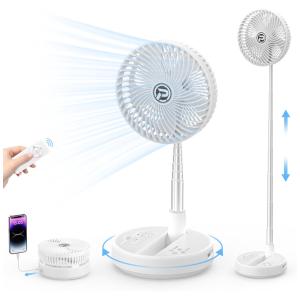 Ventilador Portátil Dobrável para Viagens com 8 Velocidades e Controle Remoto, 5V, Cmyfato F012, Branco