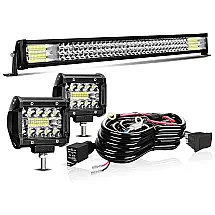 Farol de Milha LED Off Road Triple Row 6000K 441W Alumínio Fundido à Prova Dágua, T FORMER, Branco