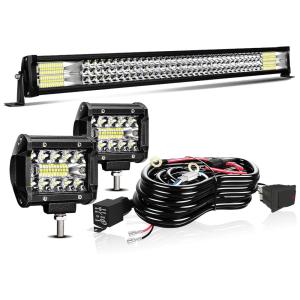 Farol de Milha LED Off Road Triple Row 6000K 441W Alumínio Fundido à Prova Dágua, T FORMER, Branco