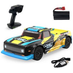 Carrinho de Controle Remoto em Escala 1:12, 2.4G de Alta Velocidade 48 km/h, EXBONZAI, Amarelo