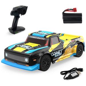 Carrinho de Controle Remoto em Escala 1:12, 2.4G de Alta Velocidade 48 km/h, EXBONZAI, Amarelo