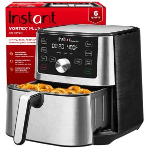 Instant Vortex Plus Air Fryer Fritadeira Elétrica, sem óleo, 6 em 1 painel de controle digital, 1500W, 6L, preta