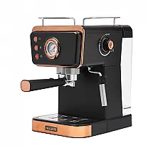 Máquina de Café Expresso 1.5L 20 Bar em Aço Inoxidável com Vaporizador de Leite, 110V 1350W, HADEN, Preto e Cobre