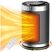 Aquecedor Elétrico Portátil de Cerâmica com Termostato, Temporizador e Oscilação de 90, 110V 1500W, Feculs Official, Preto
