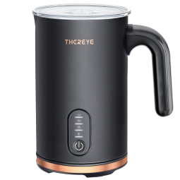 Thereye Espumador de Leite Elétrico 4 em 1, Capacidade 300 mL, Aço Inox, 110V, Preto
