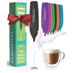 Mixer Espumador de Leite á Bateria, Aço Inoxidável, ELEMENTI, Prateado