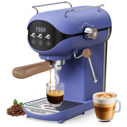 Nesskoko Máquina de Espresso Semi Automática 20 Bar com Vaporizador de Leite Azul Compacta e Fácil de Usar