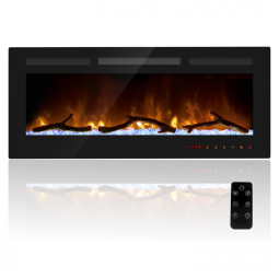 Lareira Elétrica de Embutir A45x106L com Controle Remoto e Chamas Multicolorida, 110V, Cheerway, Preta