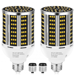 Pacote com 2 Lâmpadas de Milho LED de 65W, Equivalente a 650W, Branca Quente 3000K, Base Média E26/E39, 7800LM, Ideal para Áreas