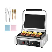 Grill de Panini Comercial VEVOR 1800W Chapa Esmaltada 34x24cm Controle de Temperatura 110V