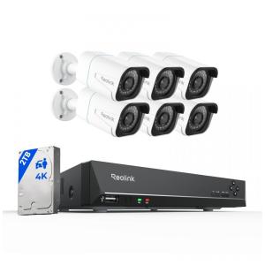 Sistema de Câmera de Segurança 4K 6 MP PoE IP 8 Canais, 6 PCS, REOLINK A K8 800B6, Branco