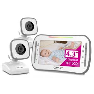 Babá Eletrônica Axvue com Monitor, 2 Câmeras, Visão Noturna e Monitor de Temperatura