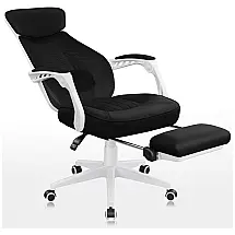 Cadeira de Escritório Ajustável Ergonômica com Apoio de Pés, DEVAISE, Preto